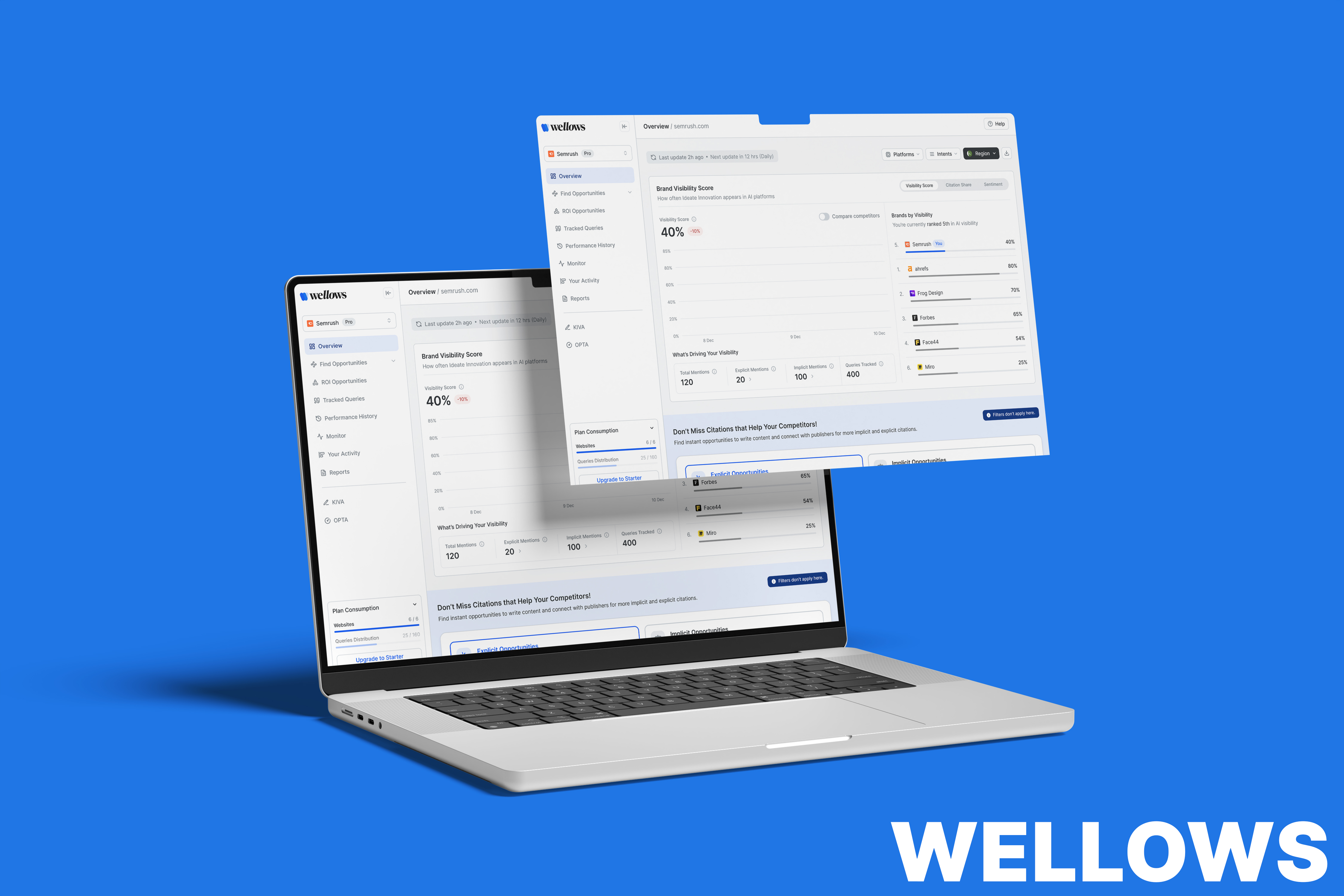 Wellows AI visibility platform dashboard