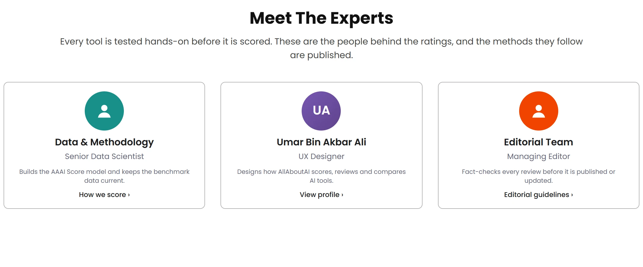 Meet the experts cards