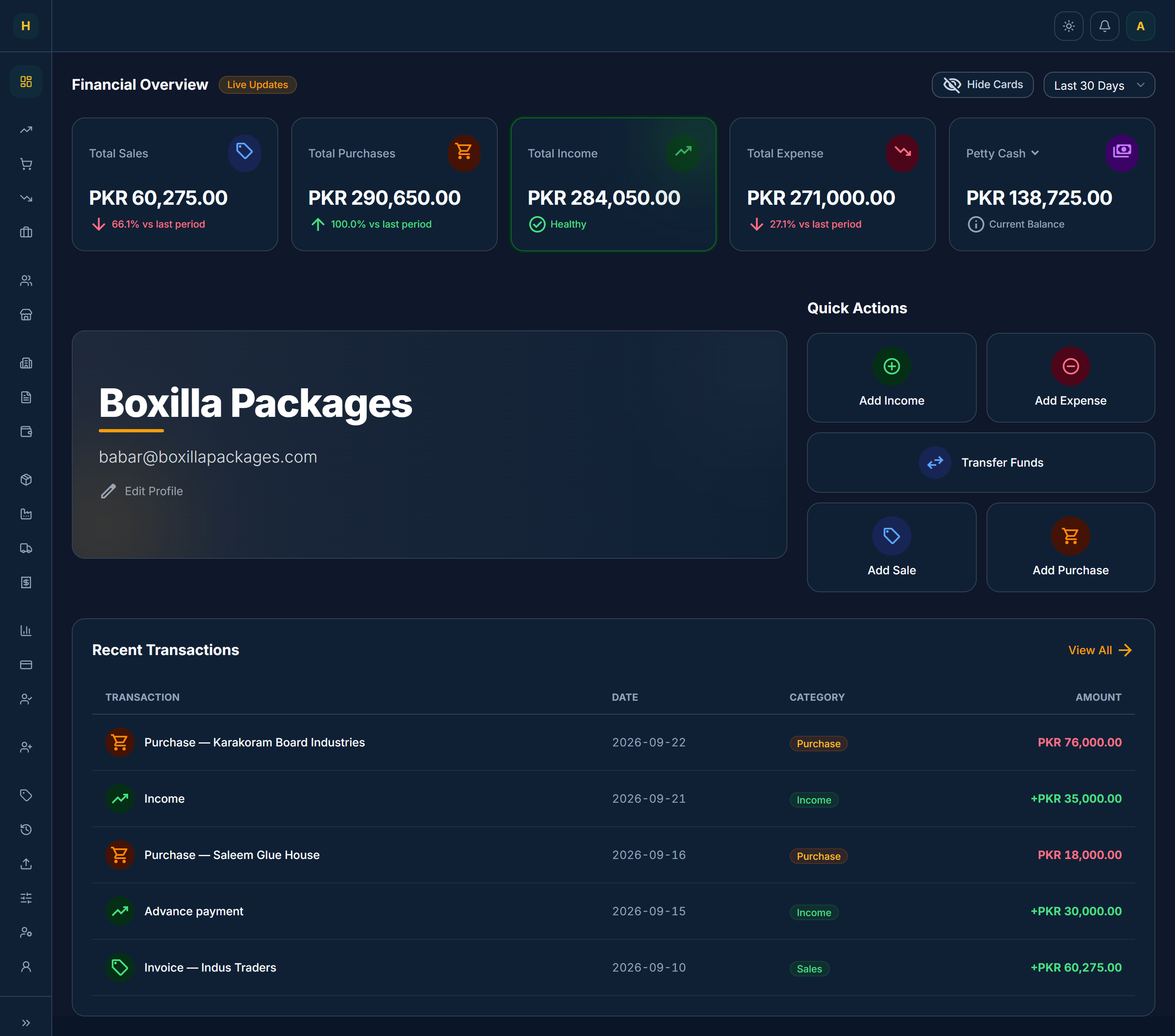 Dark mode dashboard